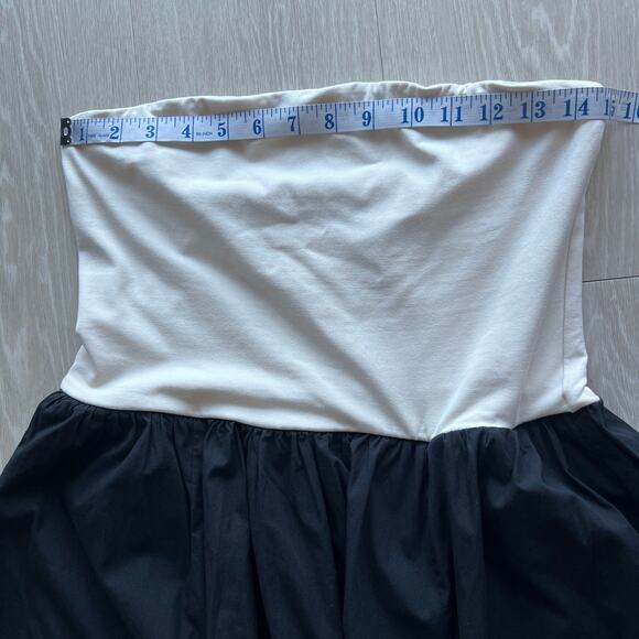 J Crew Strapless Mixy Dress Medium Natural Black Pockets Flaw - Picture 4 of 10